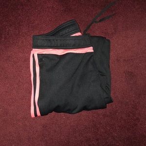 Black and pink Adidas training pants